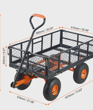 Robuuste Metalen Tuinwagen met 400/880lbs Capaciteit - Veelzijdige Transportkar