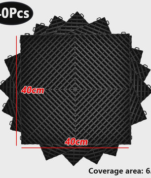 40x40cm Garage Vloertegels - 40 Stuks Set - Interlocking Polypropyleen - Zwart/Rood