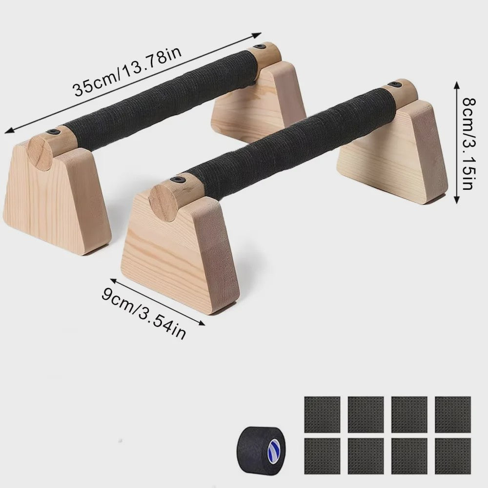 Houten Push-Up Bars & Parallettes voor Thuis Workout - Stabiliteit en Comfort