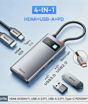 Baseus 6-in-1 USB-C Hub: 4K HDMI, 10Gbps USB 3.2, PD 100W, RJ45 Adapter