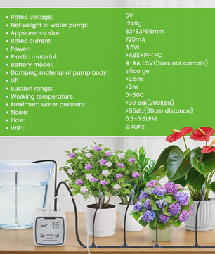 WiFi Automatic Irrigation System With Double Pump DIY Drip Irrigation Set Controlled Via App, Garden Watering System For Balcony