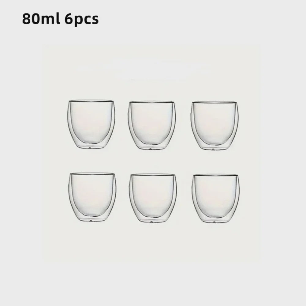 Dubbelwandige Glazen Mokken (80-450ml) - Ideaal voor Koffie, Thee & Espresso