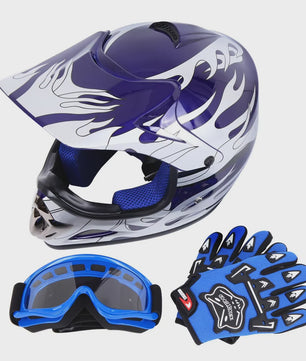 DOT Kinder Motorcross Helm Full Face met Vizier, Bril en Handschoenen - Veilig en Stijlvol