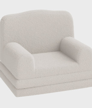 Kinderfauteuil omklapbaar tot slaapbank - Zachte Sherpa stof, Kroon design