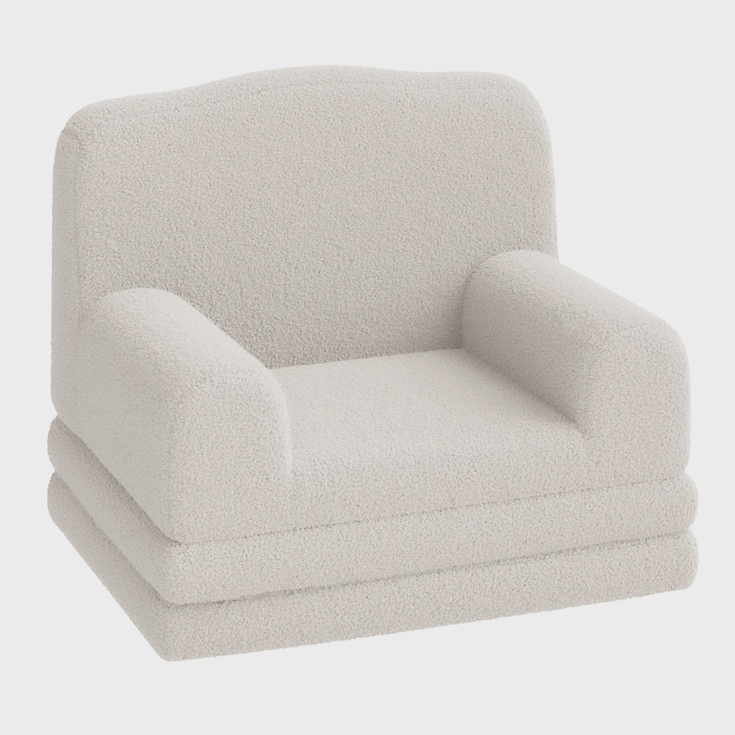 Kinderfauteuil omklapbaar tot slaapbank - Zachte Sherpa stof, Kroon design