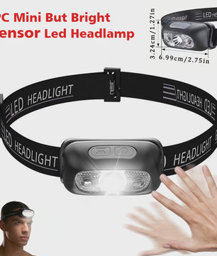 Oplaadbare LED Hoofdlamp met Sensor, Batterij Indicator & Waterdicht Ontwerp - Super Fel