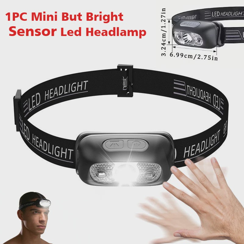 Oplaadbare LED Hoofdlamp met Sensor, Batterij Indicator & Waterdicht Ontwerp - Super Fel