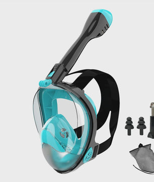 Full Face Snorkel Masker met 180° Panoramisch Zicht, Anti-lek & Anti-condens - Veilig Ademhalen & Camera Mount