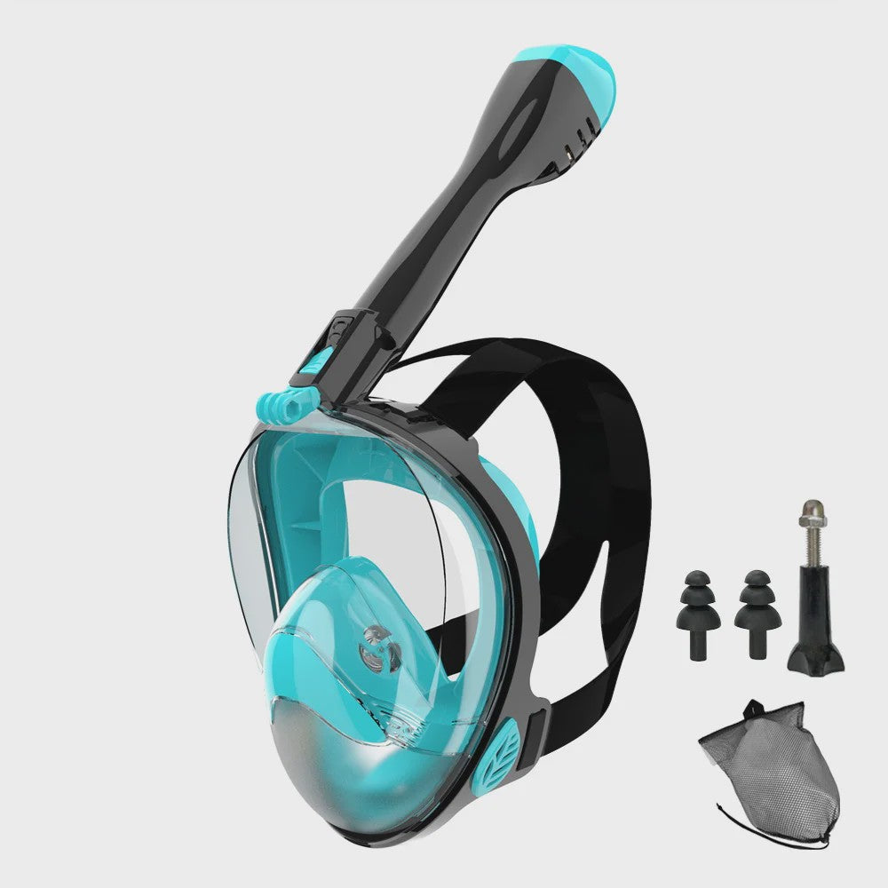 Full Face Snorkel Masker met 180° Panoramisch Zicht, Anti-lek & Anti-condens - Veilig Ademhalen & Camera Mount