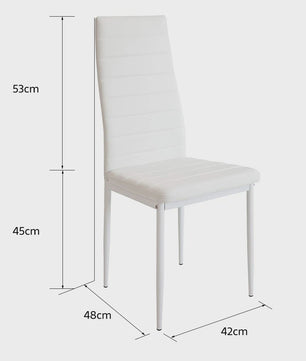 Set van 4 Eetkamerstoelen - Gestoffeerd PU Leer met Metalen Poten
