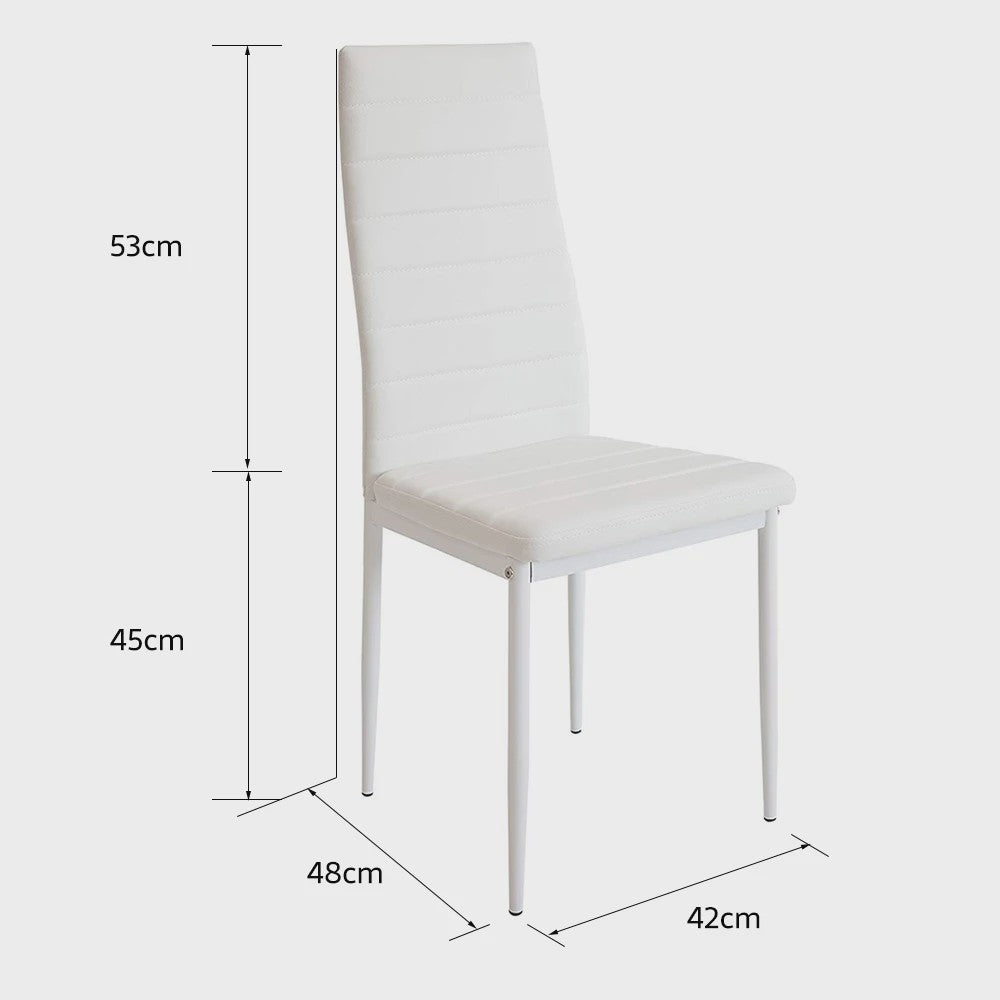 Set van 4 Eetkamerstoelen - Gestoffeerd PU Leer met Metalen Poten