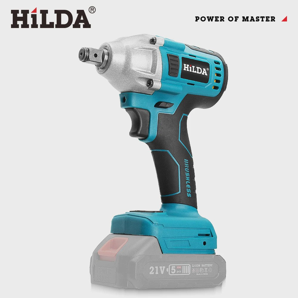 HILDA 1/2" Brushless Slagmoersleutel - 1200 Nm Krachtige Accu Klopmachine voor Banden en Steigerbouw (Compatibel met Makita)