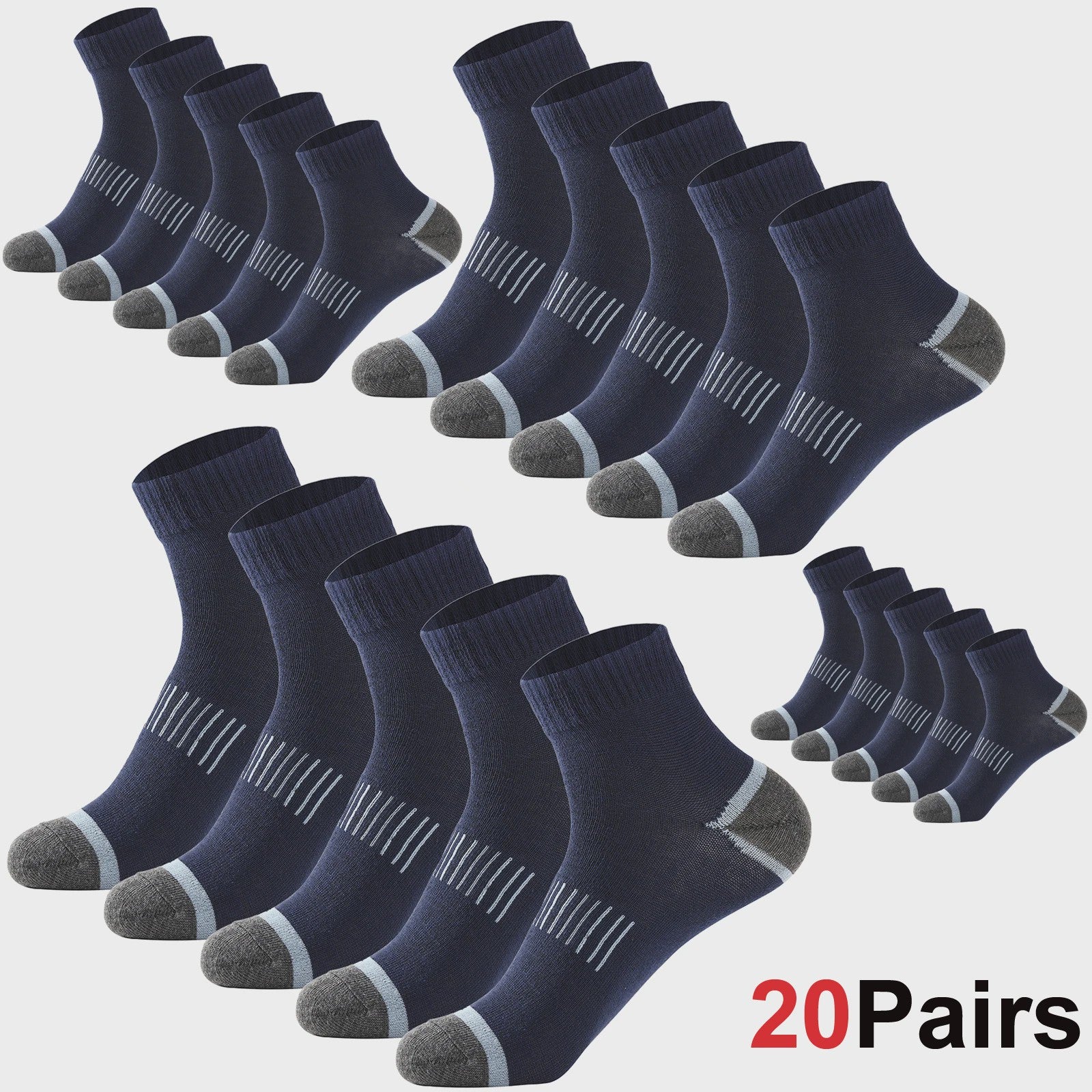 20 Paar Heren Katoenen Sokken - Comfortabel & Ademend - Maat 38-45 - Zwart
