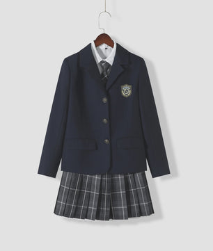 Japans JK Uniform Set: Preppy Blazer met Geruite Plooijurk - Schoolkleding Dames Herfst/Winter