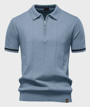 Heren Gebreide Polo met Rits - Slim Fit Sport & Casual