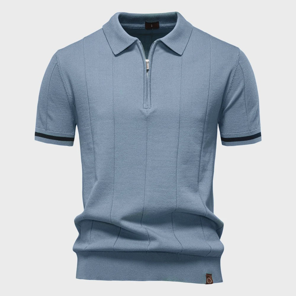 Heren Gebreide Polo met Rits - Slim Fit Sport & Casual