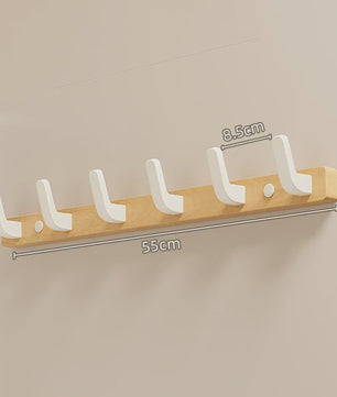 Houten Kapstok met Haken - Massief Walnoothout - Wandkapstok voor Jassen, Tassen & Sleutels