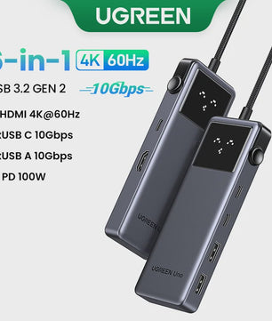 UGREEN Uno 6-in-1 USB-C Hub: 4K60Hz, 100W PD, 10Gbps Data Transfer & Docking Station