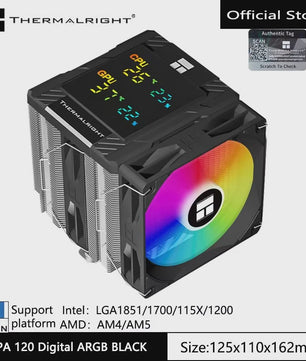 Thermalright PA120 Digital CPU Cooler met ARGB Ventilator en Temperatuur Display