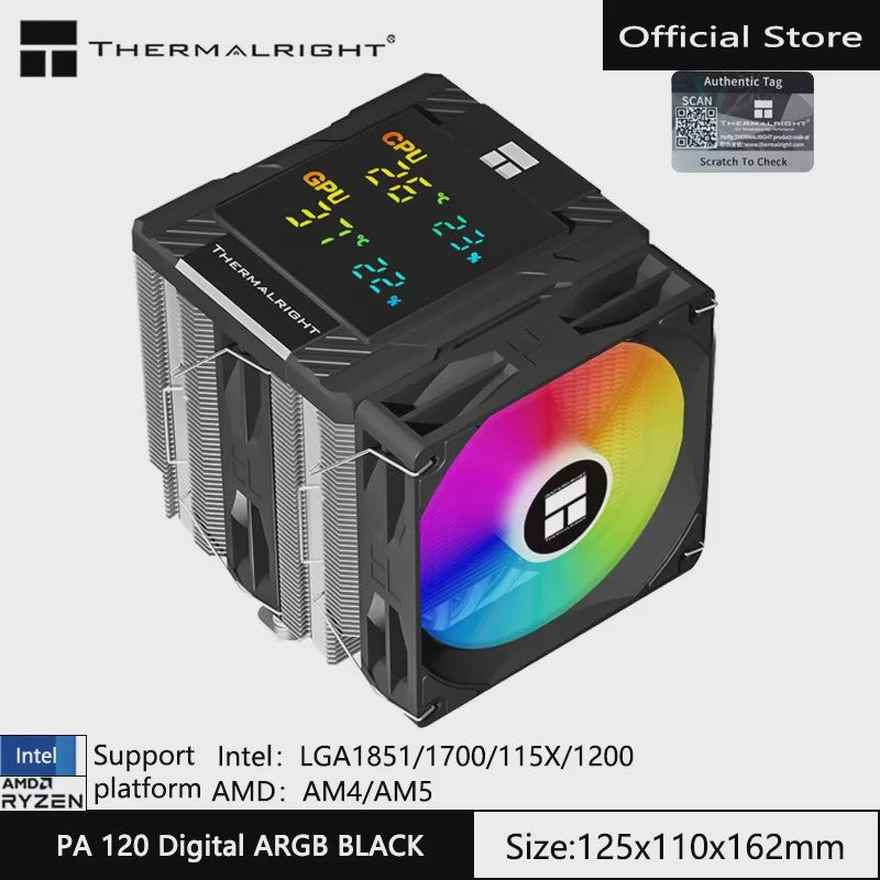 Thermalright PA120 Digital CPU Cooler met ARGB Ventilator en Temperatuur Display