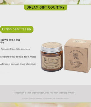 Aromatherapie Kaars in Bruine Glazen Pot - Geurkaars voor Ontspanning & Cadeau