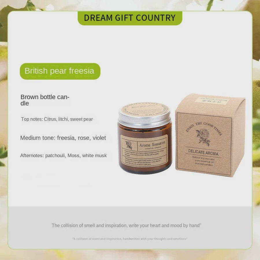 Aromatherapie Kaars in Bruine Glazen Pot - Geurkaars voor Ontspanning & Cadeau