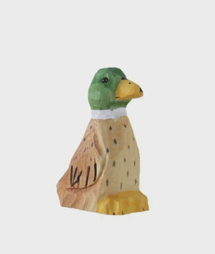 Grappig Houten Eend Beeldje met Zwaaiende Voetjes - Handgemaakte Decoratie