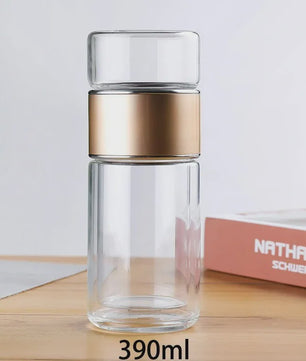 Dubbellaagse Glazen Theefles met Infuser - 420ml - Hittebestendig Borosilicaatglas