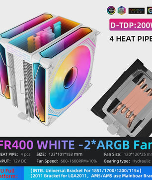 Metalfish FR600 CPU Air Cooler: 6 Heatpipes, ARGB PWM 12cm Fan, 153mm Hoogte