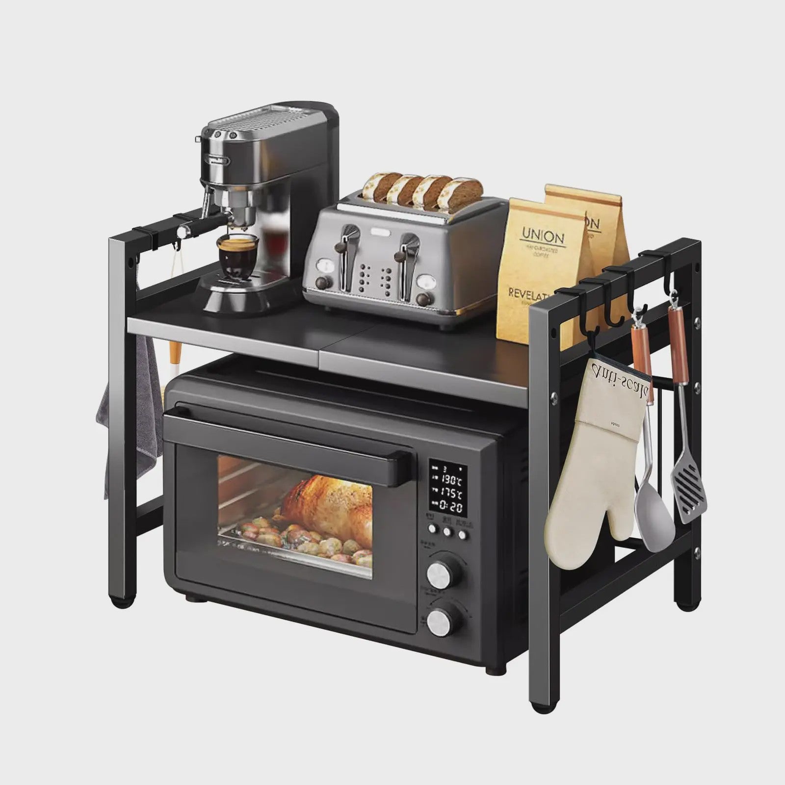 Uitschuifbare Magnetron Planken Organizer - 42-64cm - Vocht- & Roestvrij - Keuken Opbergrek