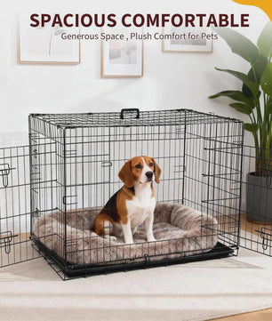 36 Inch Metalen Hondenkennel - Inklapbaar, Dubbele Deuren & Uitschuifbare Lade