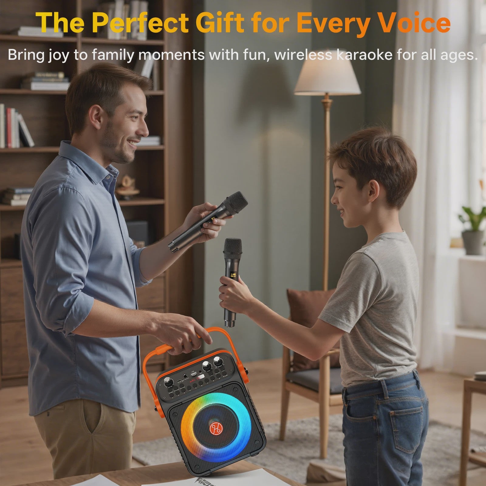 T35 Karaoke Bluetooth Speaker met Dubbele Microfoons en Lichtshow