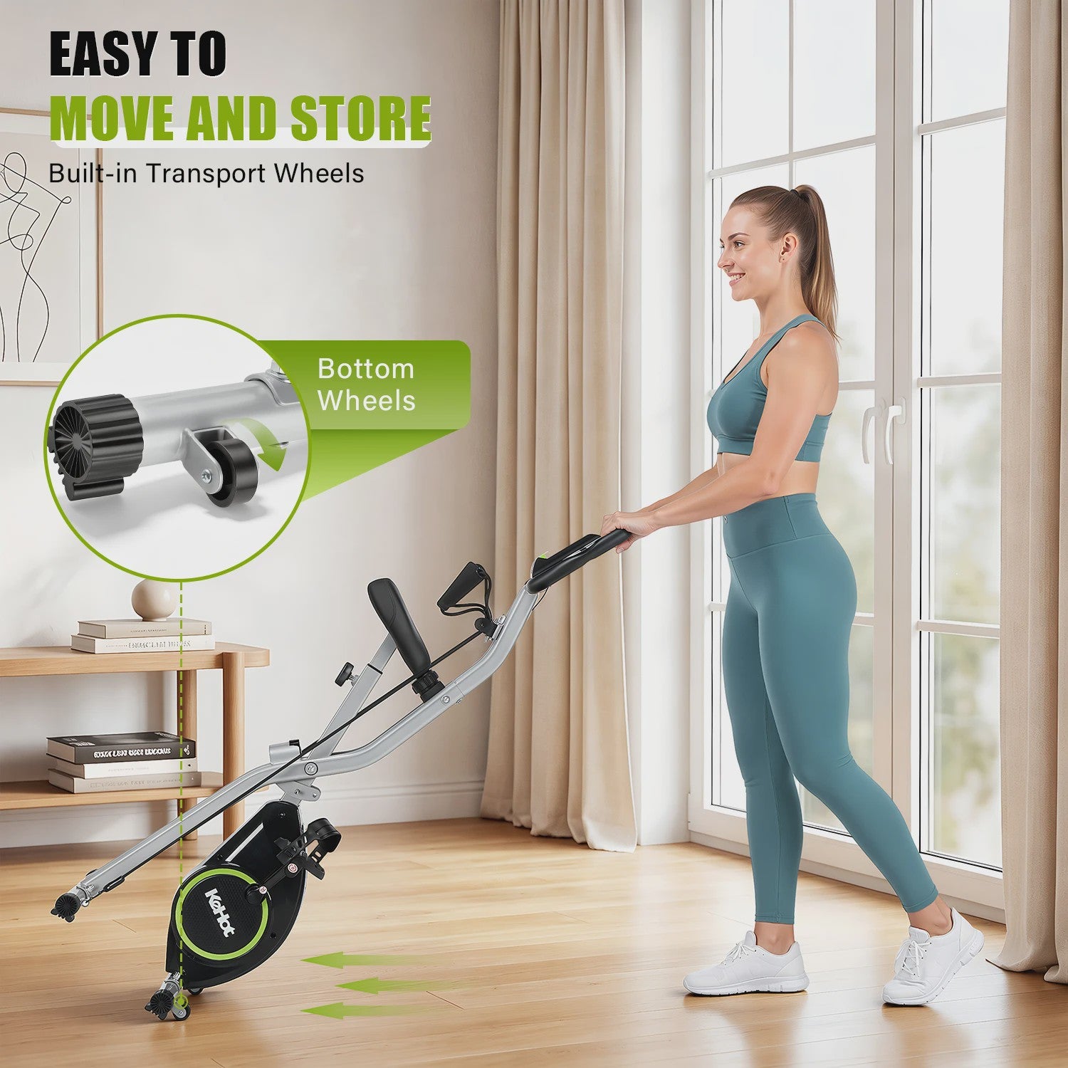 Kehot Opvouwbare Hometrainer met Bluetooth, Hartslagsensor & LCD - Max 145KG