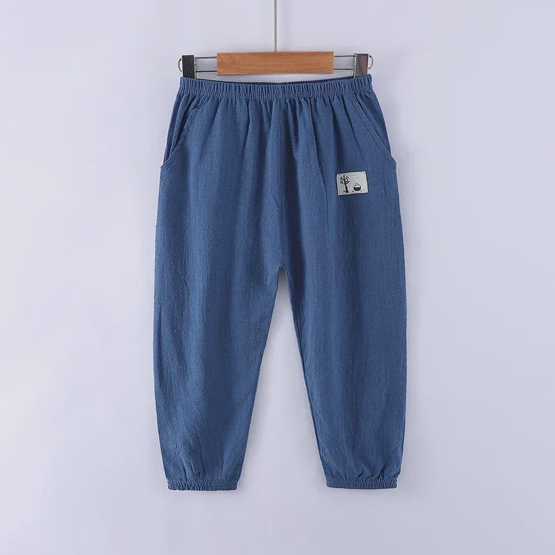 Linnen Kinderbroeken voor Jongens en Meisjes - Zomerse Lange Broek met Elastische Taille (100-160cm)