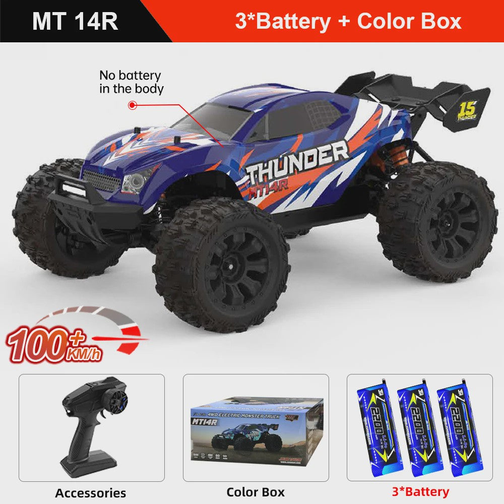 Teeggi 1/14 4WD RC Off-road Auto 100KM/H Borstelloze Motor 3S Snelheid Truck Drift Race Auto Speelgoed