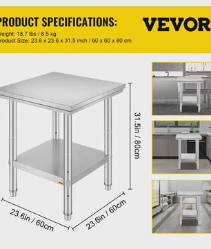 Professionele RVS Werkbank met Onderblad - Ideaal voor Keuken, Horeca & Garage
