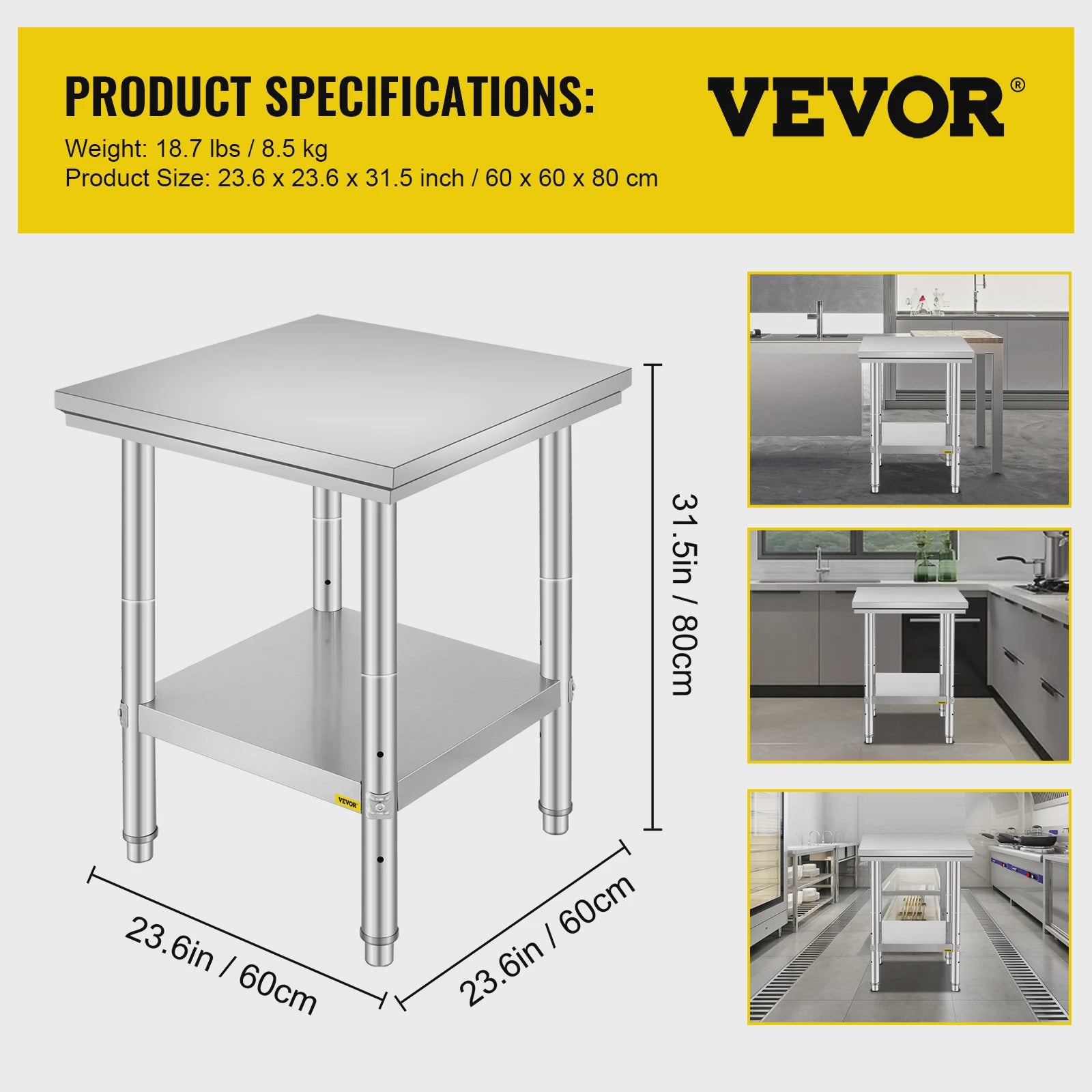 Professionele RVS Werkbank met Onderblad - Ideaal voor Keuken, Horeca & Garage