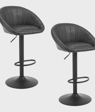 Verstelbare Barstoelen Set van 2 - Draaibaar, Ergonomisch, met Rugleuning - Fluweel/Kunstleer