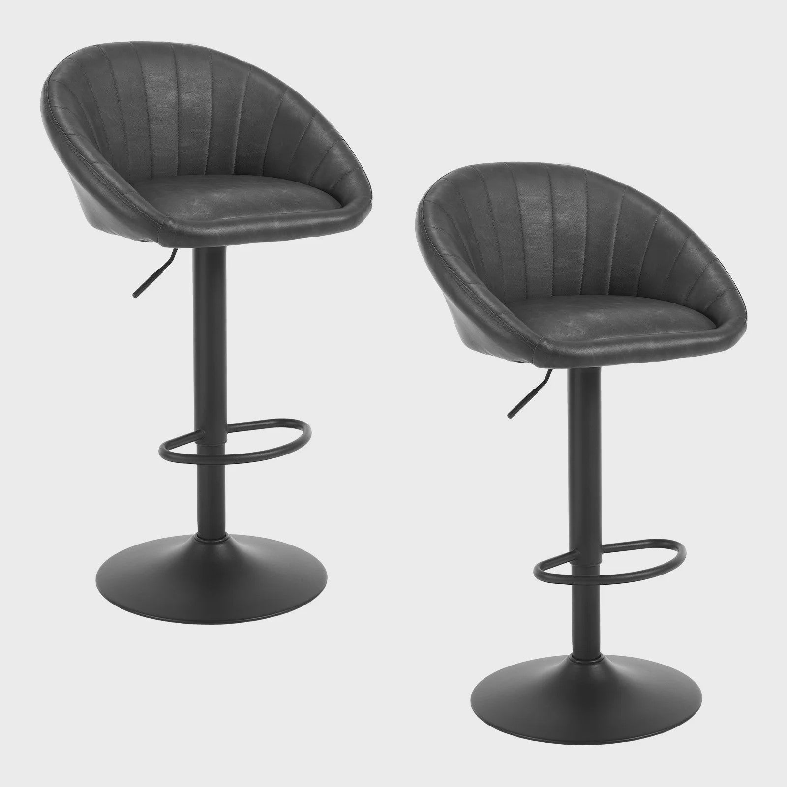 Verstelbare Barstoelen Set van 2 - Draaibaar, Ergonomisch, met Rugleuning - Fluweel/Kunstleer
