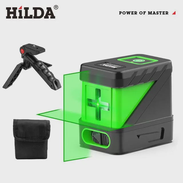HILDA 2D Laser Waterpas met Groene Straal - Zelfnivellerend, IP54, 30m Bereik
