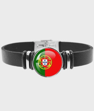 Leren Armband met Vlag van [Land] - Stijlvolle Bangle voor Dames en Heren