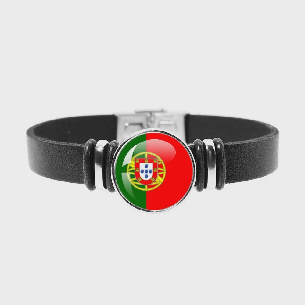 Leren Armband met Vlag van [Land] - Stijlvolle Bangle voor Dames en Heren