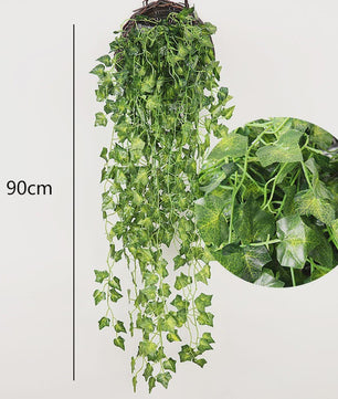 3x Kunstplant Klimop Hangplant - 90cm Nep Groene Slangplant voor Binnen en Buiten