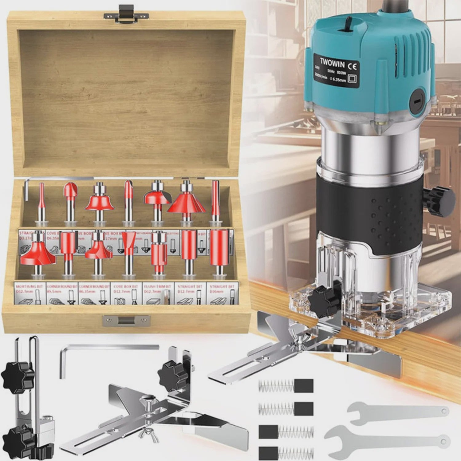 Krachtige Houtfreesmachine 30000 RPM - Elektrische Router voor Houtbewerking en Snijwerk