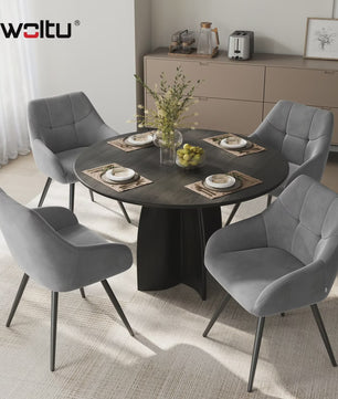 Draaibare eetkamerstoelen van fluweel met armleuningen en metalen poten (set van 2)