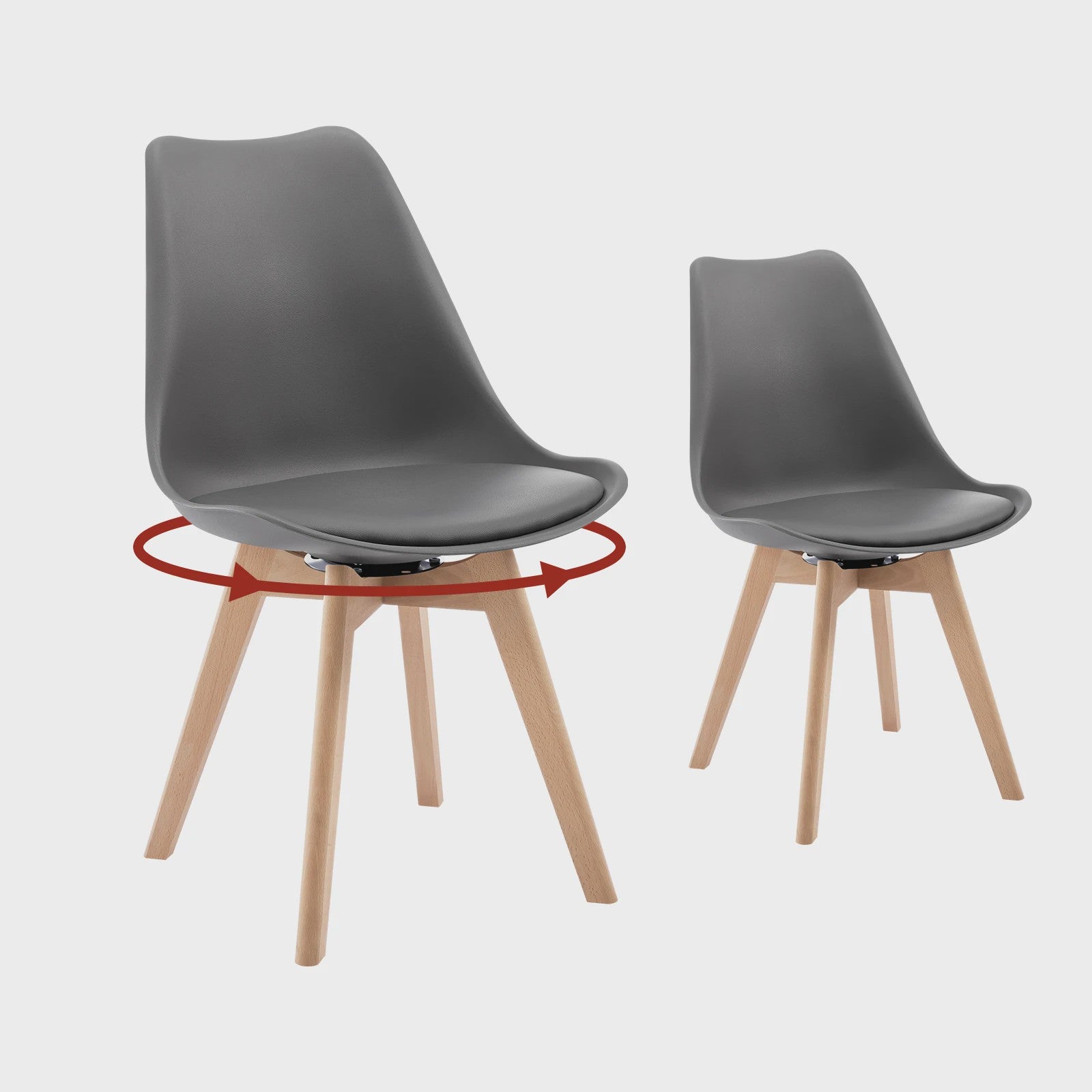 Set van 2 Ergonomische Draaistoelen 360° - Stijlvolle eetkamerstoelen met comfortabele zitting