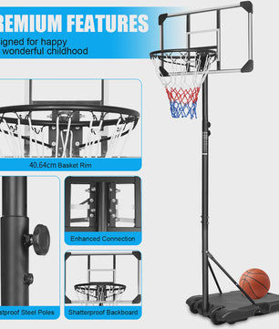 Draagbare Basketbalpaal Verstelbaar 170-213 cm met Wielen - Indoor & Outdoor