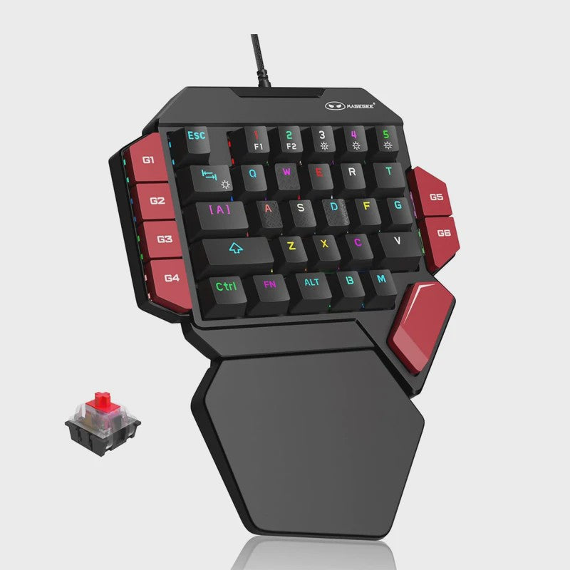 MageGee Mini Mechanisch Gaming Toetsenbord - 35 Toetsen, Eén Hand, Backlit, Hot-Swappable