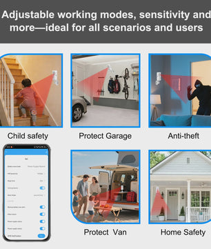 Slimme WiFi Infrarood Bewegingsmelder met App Bediening - 4 Alarm Modes - PIR Sensor voor Huis, Kantoor, Garage