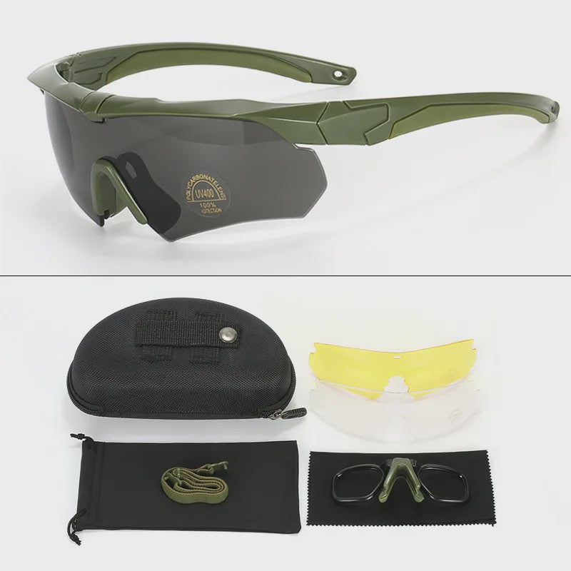 Tactische Bril Set - Airsoft, Motor, Outdoor - 3 Lenzen & Beschermhoes